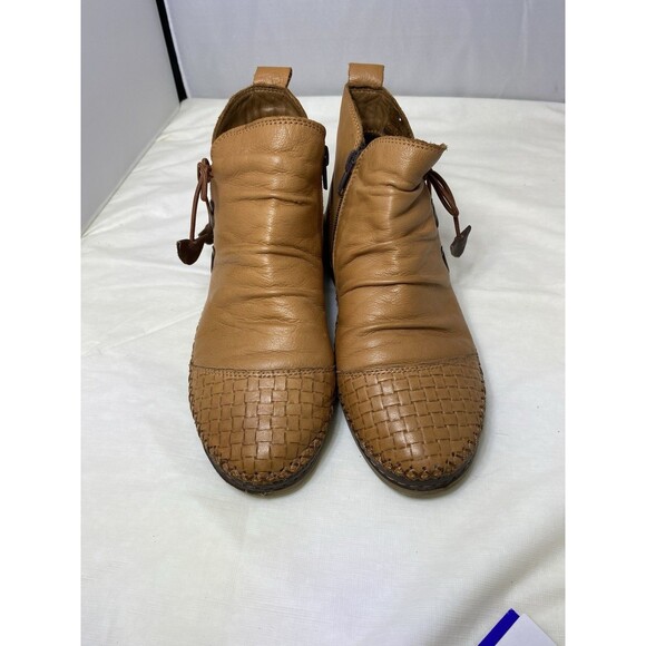 Spring Step Pomeroy Shoes Women's 6 Leather Ankle Booties Flat Moccasin Black - Picture 3 of 11